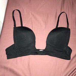 Black No show padded deep swoop bra.